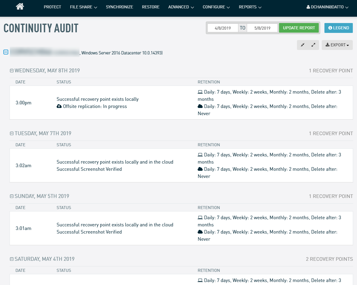 How Do I Generate a Continuity Audit Report for My Datto Device?