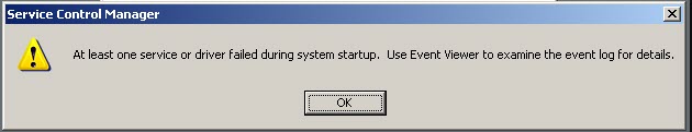 Service Module Error Screenshot Verification failure: Service or driver failed